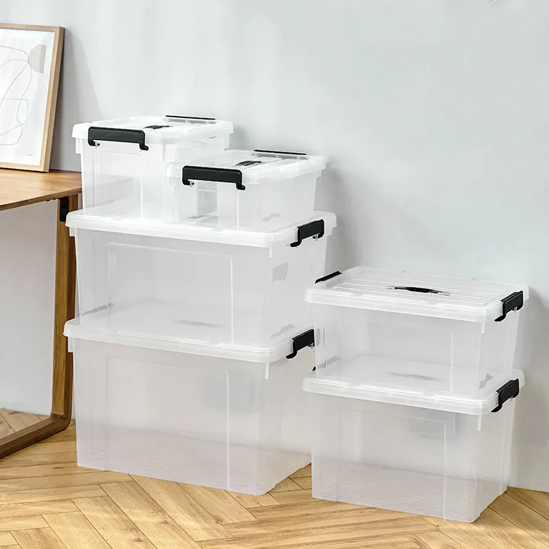 Neue faltbare stapelbare Box Aufbewahrung Staub dichte Kunststoff Kleidung Aufbewahrung sbox Behälter Tragbare transparente Aufbewahrung sbox mit Deckel