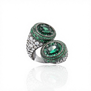 Luxury Radiant Cut 925 Sterling <b>Silver</b> Pave <b>Adjustable</b> Cubic Zirconia Cocktail <b>Ring</b> for Women - Product Image 1