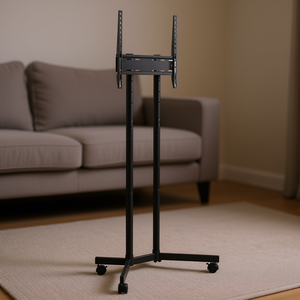 Support TV mobile réglable en hauteur, sur roulettes, pour téléviseurs de 32 à 65 pouces, VESA 400x400mm, chariot en acier pour TV - Product Image 2