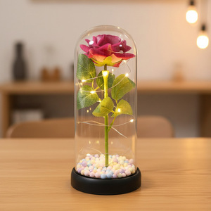 Rosa Preservada Romántica <span class=keywords><strong>en</strong></span> Cúpula de Cristal con Luz LED, Flor Individual, Regalo <span class=keywords><strong>para</strong></span> el Día de San Valentín, Aniversario, Decoración del Hogar, Decoración de Bodas - Product Image 6
