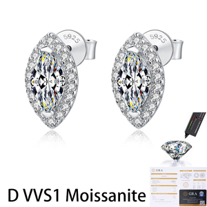 Factory Wholesale Shiny S925 Sterling Silver Marquise Cut D Color VVS1 0.5CT <b>Moissanite</b> Stud <b>Earrings</b> Rhodium Plated Trendy GRA - Product Image 1