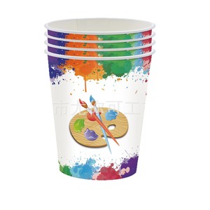 Paintbrush Art Theme Paper Plates 9 Inch <b>Round</b> Birthday Party Tableware Set - Product Image 4