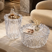 Table basse multifonctionnelle transparente comme du cristal, fontaine à toucher frais, design artistique, style luxe léger, mobilier de salon pour usage domestique