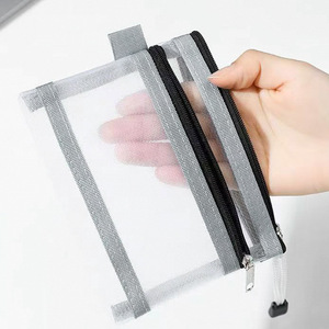 Transparent Mesh Storage Bag Portable Travel ID Card Holder Passport Cosmetic Zipper Bag Cardholder Protective Cover - Product Image 3