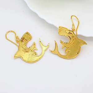 Fashionable Sea Shark Brass Drop <b>Earring</b> 18k <b>Gold</b> Plated Statement Animal Women Fashion jewelry Gothic <b>Dangle</b> Wholesale <b>Earring</b> - Product Image 6