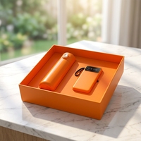 Ensemble Cadeau d'Affaires Personnalisable : Gourde Isotherme Promotionnelle en Acier Inoxydable 450ml avec Affichage de Température et Batterie Externe 10000mAh
