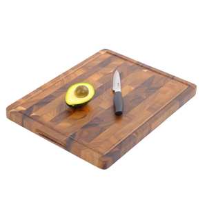 เขียงไม้ธรรมชาติลายไม้กระถินเทศ ปี 2026 พร้อมร่องน้ำและหูจับด้านใน หนา 2.5 ซม. รูปทรงสี่เหลี่ยมผืนผ้า - Product Image 1