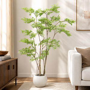 Arbre artificiel réaliste en pot, style érable japonais, avec tronc fin, plante verte artificielle pour la décoration intérieure, la maison et l'hôtel - Product Image 1