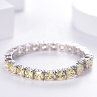Bracelet jonc de créateur en argent avec pierre jaune et diamants canaris pour femme et homme, bracelet d'amitié en cristal