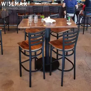 WISEMAX restoran mobilya tedarikçisi ticari classics cafe ve restoran masa eski boyalı kare ahşap yemek masası