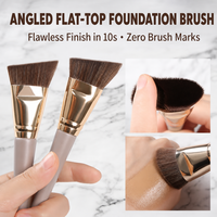 Kuas Foundation Bersudut Bulu Sintetis Lembut Gagang Kayu Alat Rias Wajah untuk Krim BB, Kontur Cair, dan Concealer