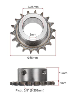 Uxcell Piñón de Cadena de Rodillos ISO/DIN 06B-1 Tipo B Modelo 6 Puntas 12A Paso 3/8 Monohilo Endurecido 40-45 HRC 18 Dientes OEM 1 - Product Image 3