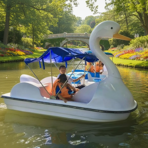 Bote a Pedal QIQU de Diseño Estable de 3.2x1.55m con Toldo para el Sol, Familiar para 2 Personas, Diversión en el Agua, Bonito Diseño de Cisne - Product Image 3