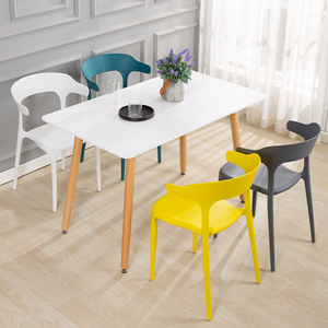Scandinavian Modern minimalis susun sandaran tangan kursi makan plastik warna-warni untuk RUMAH & vila digunakan untuk taman - Product Image 6