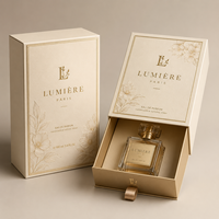 Boîte cadeau de luxe personnalisée pour parfum, avec couvercle intérieur doré, impression UV, emballage en carton rigide, vente en gros