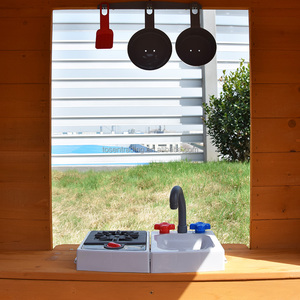 Casa de Juegos de Madera Resistente y Estable para Niños, Muebles de Jardín para Interiores y Exteriores, Diversión en el Patio - Product Image 2