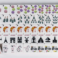 Mahjong Winmax Designer 4 couches en acrylique, 160 tuiles, motif chien mignon et macaron, Mahjong américain, jeu de table de luxe pour femmes