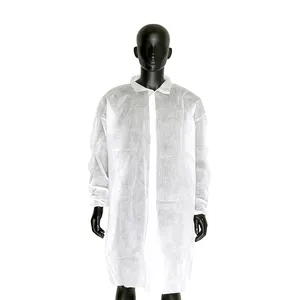 Anti Statics Waterproof Non Woven Disposable Isolation Coat Lab Coat With Kimono Style