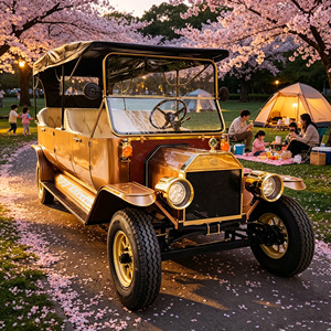 Voiture électrique classique vintage de bonne qualité, 5 places, jaune, pour le tourisme, à vendre - Product Image 1