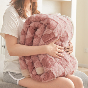 Soft Jacquard <strong>Double</strong> Layer <strong>Teddy</strong> Milk <strong>Fleece</strong> Blanket Throw Solid Flannel <strong>Fleece</strong> <strong>Double</strong> Bed Cover for Four Seasons Travel Air - Product Image 4