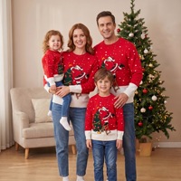 Nouveau pull de Noël assorti pour la famille, personnalisé OEM, en jacquard tricoté, motif dessin animé, pour adultes, enfants et tenues parent-enfant