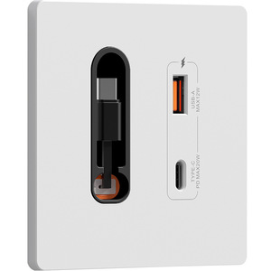 Type-C <b>Socket</b> Panel <b>With</b> Charging Cable 12W Fast Charging <b>USB</b>-A And Type-C Ports Wall Mounted 220V PC Material - Product Image 1