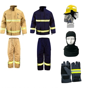 卸売 CE EN469認証 アラミド綿 FR 防火服 森林/野外作業用ギアセット ヘルメット、ジャケット、ズボン付き - Product Image 2