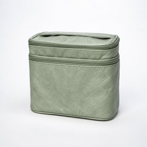 Estuche Cosmético Verde Salvia de Tyvek 16x8x14cm con Doble Cremallera y Asa Superior, 100% Reciclable, Organizador de Maquillaje de Viaje, Logotipo Personalizado OEM ODM - Product Image 2