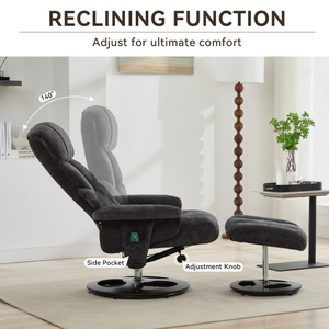Sillón Reclinable Moderno de Microfibra Gris con Reposapiés, Estructura Metálica Grande y Alta con Función de Masaje para Dormitorio - Product Image 3