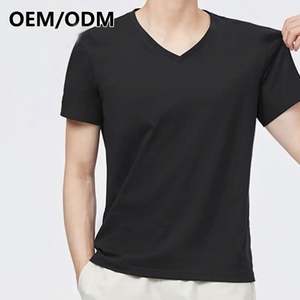 Alta calidad llano personalizado ropa de los hombres Modal en blanco cuello en V camisetas al por mayor - Product Image 3