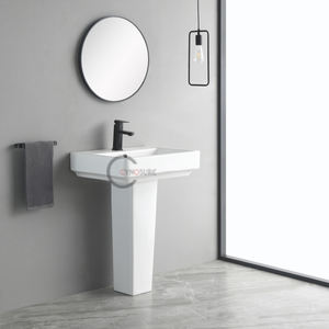 Lavabo de cerámica de grado comercial, duradero y de gran resistencia, con columna, para escuelas y edificios de oficinas. - Product Image 2