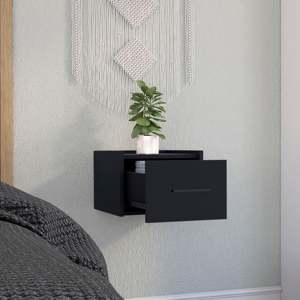 Boa Floating Nightstand Single <b>Drawer</b> Wall Mounted Black Bedroom <b>Side</b> Table - Product Image 4