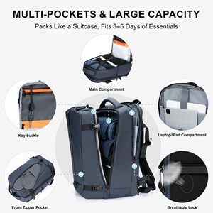 Flight-Ready Multi-Compartment Travel <b>Backpack</b> Smart 3-Compartment Design with All-Day Comfort Durable Style - Product Image 6