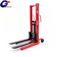 Chariot élévateur manuel 2T : hauteur de levage maximale 1600 mm, longueur de fourche 1150 mm, pneus en PU, largeur 560 mm, frein.