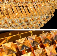 Lustre de plafond rectangulaire LED de luxe en cristal pour restaurant, hôtel, salon