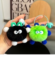 Porte-clés mignon en fourrure moelleuse avec pompon, boule en peluche douce, breloque pour clés de voiture, sac à main, petit pendentif bijou pour femme