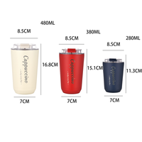 Gobelet à cappuccino 280 ml, 380 ml, 480 ml, en acier inoxydable 304, isolé sous vide, avec couvercle rabattable, anti-fuite, portable