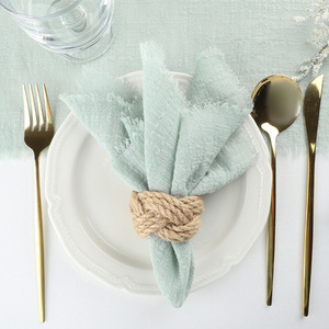 Pure Cotton Fringed Napkin <strong>Cloth</strong> - Creased square Tablecloth for Dining <strong>Table</strong> - Cotton Fabric Tablecloth for <strong>Table</strong> Decoration - Product Image 5