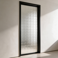 Porte à battant en aluminium certifiée CE, porte à battant en verre à motifs décoratifs pour la séparation de la chambre à coucher et du salon