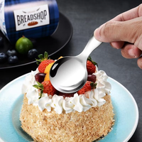 Spiegelpolijst roestvrijstalen ronde lepel met kort handvat voor soep, dessert, rijst, thuis, restaurant.