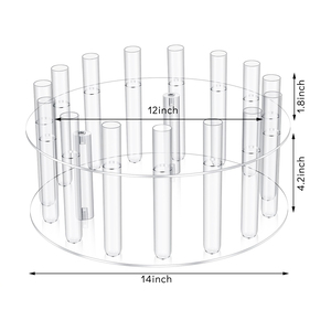 Alzata per Torte Rotonda in Acrilico da 14 Pollici con Luci a Stringa, Supporto per Dessert con 15 Tubi, Alzata Cilindrica per Torte e Fiori - Product Image 1