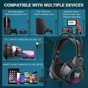 Onikuma X15 Pro chơi game tai nghe máy tính âm thanh Stereo Tai nghe có dây với mic ánh sáng đầy màu sắc cho máy tính xách tay PS4 Xbox một điện thoại - Product Image 3