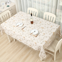 Nappe de Table en dentelle à franges, couverture rectangulaire, motif Rose, Floral, couverture de Table à manger