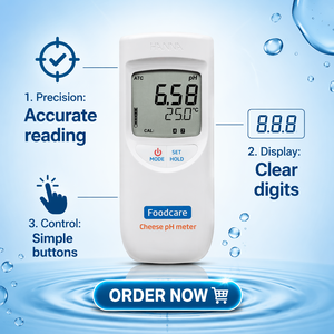 HANNA HI99165 pH-mètre portable pour fromage, corps en acier inoxydable avec garantie d'un an pour les instruments de mesure et d'analyse - Product Image 1