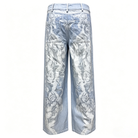 Jeans de Mezclilla de Pierna Recta para Hombre, Transpirables, con Estampado DTG, Lavado a la Piedra, Estilo Hip Hop, Ligeros, 100% Algodón, para Verano y Otoño