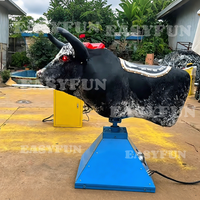 EASYFUN Peralatan Hiburan Rodeo Banteng Mekanik Tiup Mewah Berbahan Bulu Sapi Asli yang Dapat Disesuaikan untuk Pabrik Penyewaan
