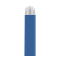 Aiguille de microblading pour sourcils en acier inoxydable bleu 0,20 mm 18 aiguilles pour maquillage permanent et tatouage