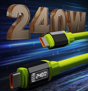 Cavo di Ricarica Rapida Ultra-Veloce 240W ad Alta Potenza con Display LED Digitale in Silicone, Tipo C, 6A con Chip E-Marker per Laptop e Telefono - Product Image 4