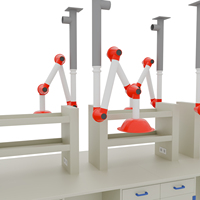 Îlot de travail de laboratoire PP pour tests de volatilisation de solvants organiques avec bras d'extraction de fumée ISO9001 Baitu lab