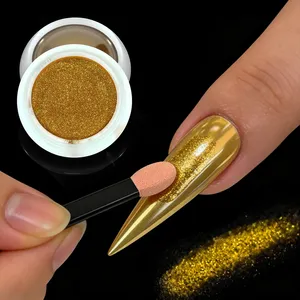 Ensemble de poudre à ongles effet miroir chromé, 2 couleurs, or et argent, pigment brillant pour ongles métalliques avec outil éponge, effet miroir magique, nail art - Product Image 1